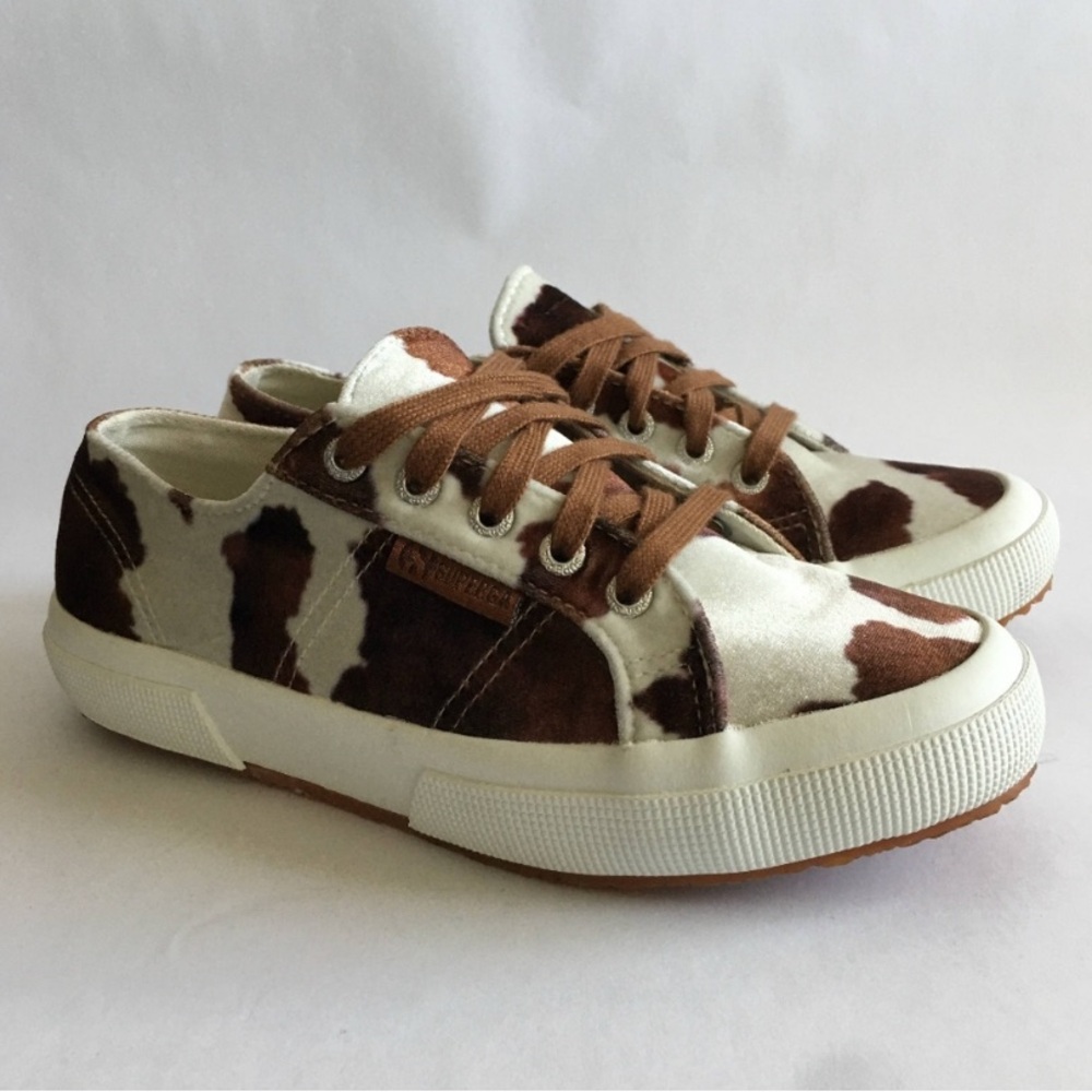 NWOT SUPERGA Cow Print Sneakers w FREE matching earrings and bracelet